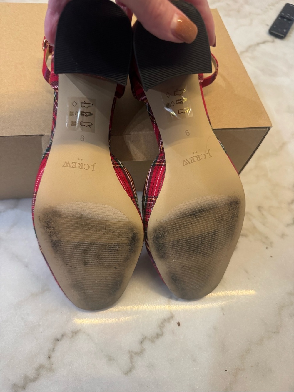 J. Crew Red Plaid Ankle-Strap Pumps - Picture 4 of 6